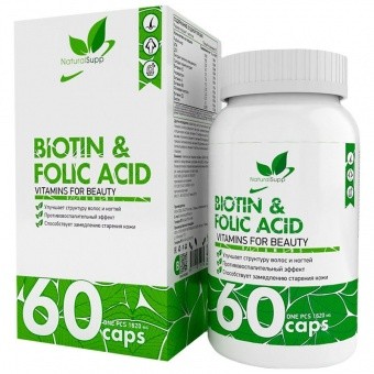 NaturalSupp NaturalSupp Biotin + Folic Acid + Omega 3, 60 капс. 